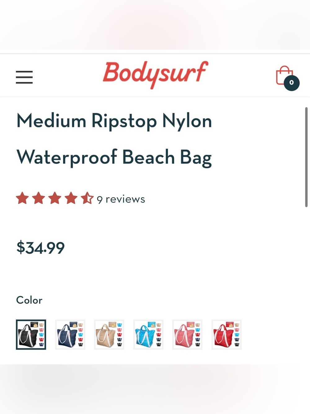 Bodysurf Medium Ripstop Nylon Waterproof Beach Bag in Black NWOT - Picture 10 of 12